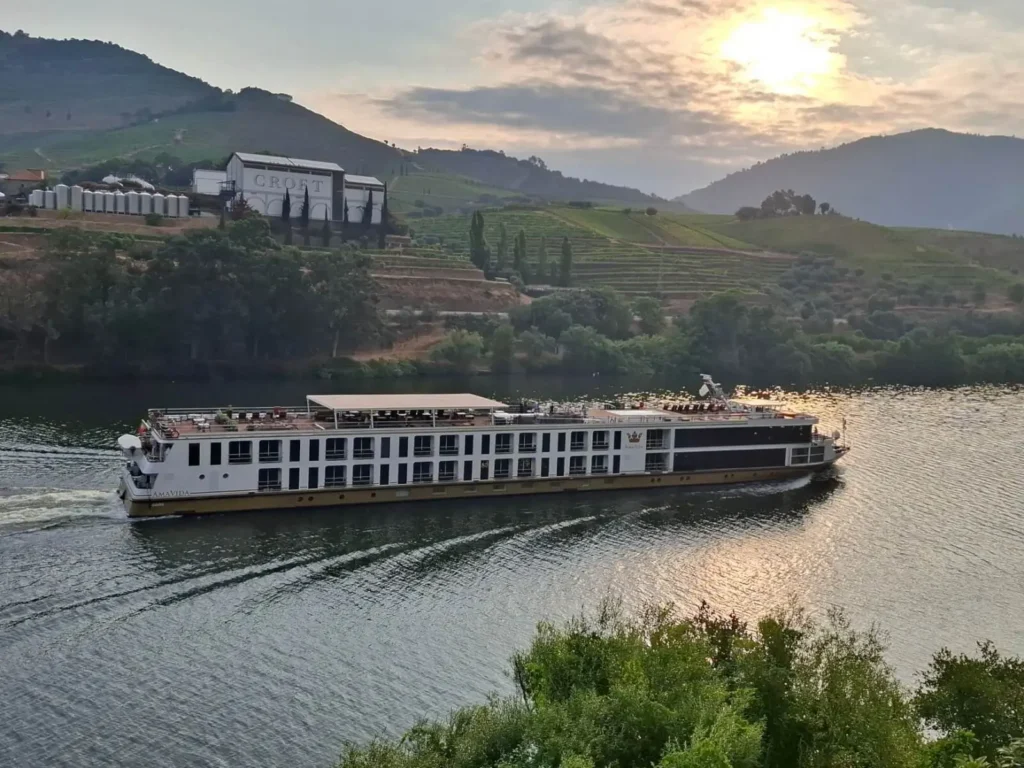 Douro River cruise ship terraced vineyards Portugal