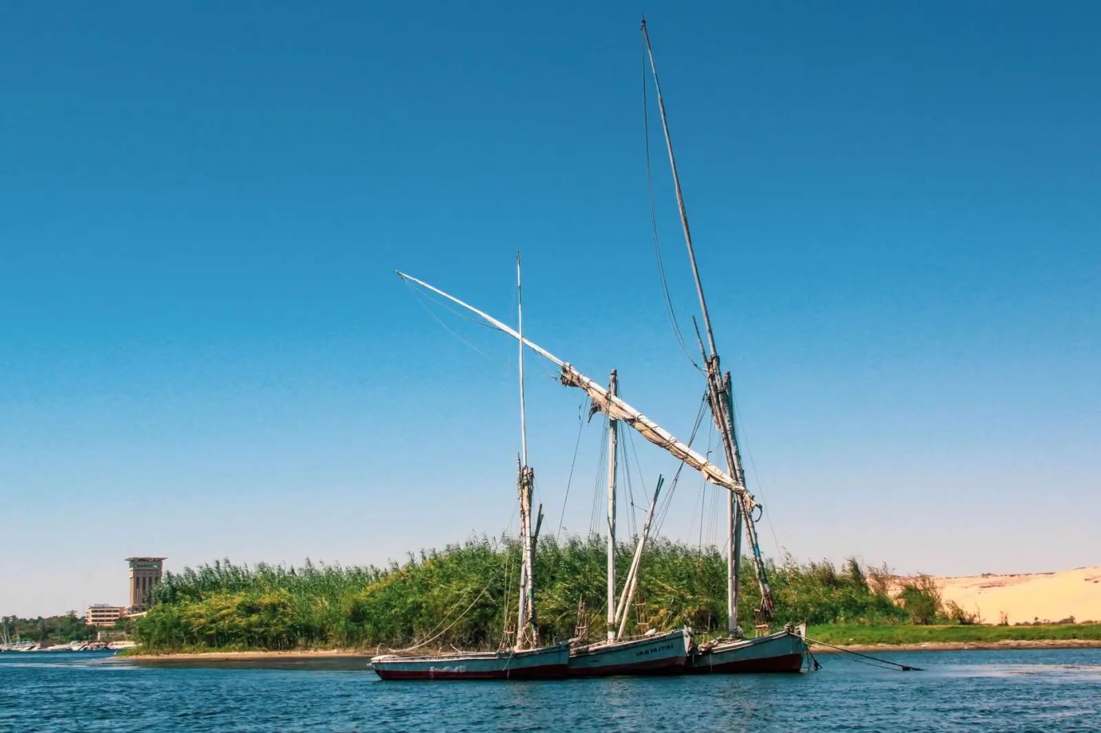 traditional dahabiya wooden Nile boat Egypt